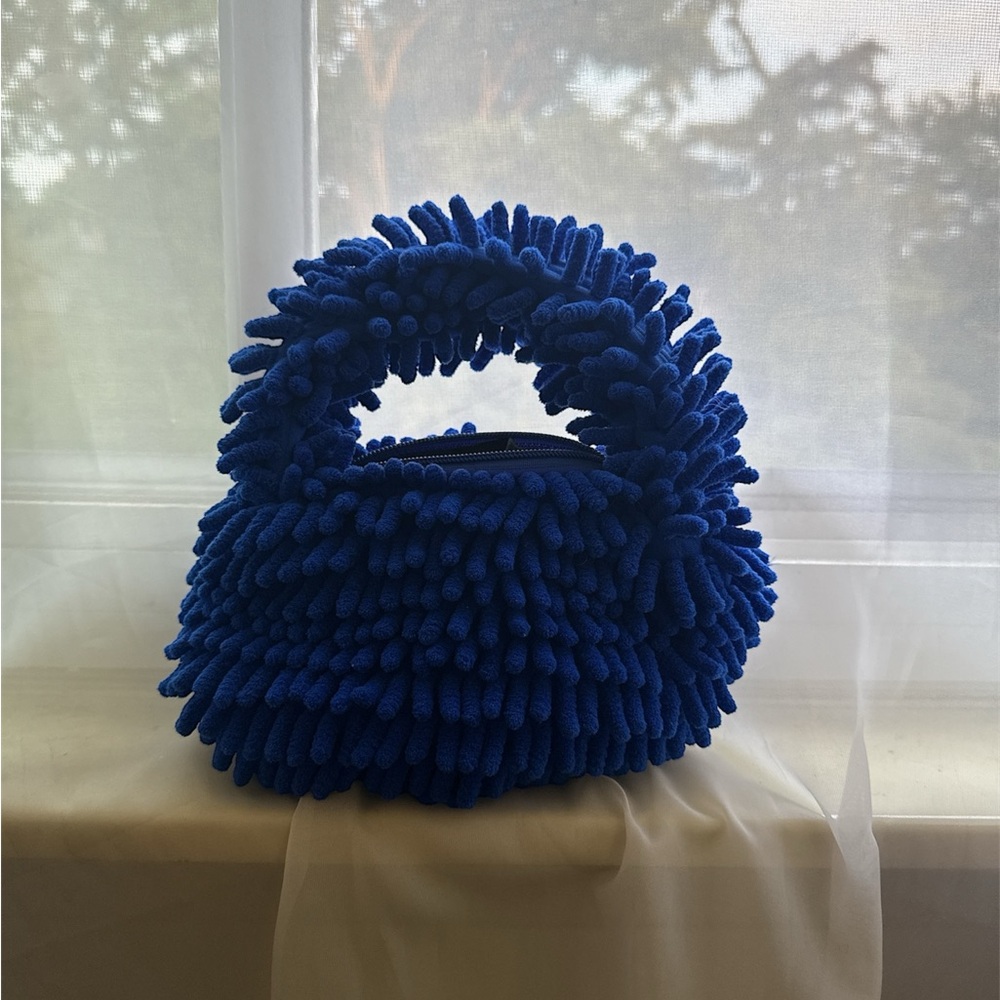 Blue Textured Handbag